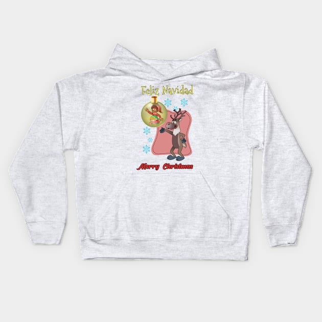 Christmas Rudolph Kids Hoodie by Rubtox